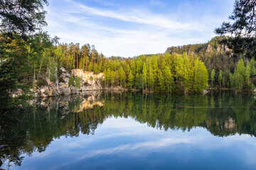 Fototapeta na wymiar Adrspach lake, part of Adrspach-Teplice Rocks Nature Reserve, Czech Republic