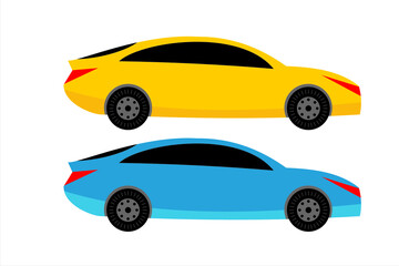 Fototapeta na wymiar Car colorful clip art set, flat illustrations of various type car