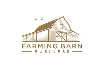 Farming barn logo design rustic vintage style wooden house rural countryside traditional building icon symbol