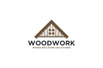 Woodwork wooden house logo design cabin lodge family home village