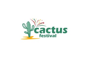 Saguaro cactus logo design cacti flower aonora arizona desert plant, Cactus festival day