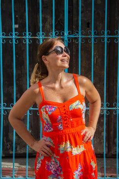 Beautiful woman in Santa Marta Colombia in her holidays 