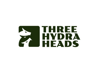 hydra logo. Three heads black hydra silhouette icon design vector illustration - obrazy, fototapety, plakaty