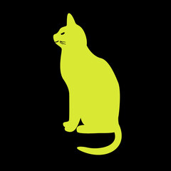 Yellow cat on black