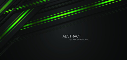 Abstract black and green lines on black background with free space for design.

