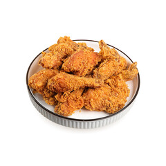 Delicious fried chicken with crispy texture on bucket