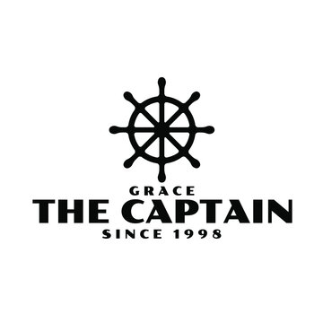 ship wheel logo. Captain logo premium vector