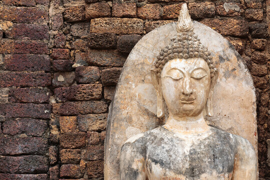 Standing Buddha image made from stone, Leela attitude