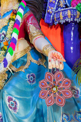 Hand of Goddess Saraswati at Kolkata, West Bengal, India. Saraswati is Hindu goddess of knowledge, music, art, wisdom, and learning.