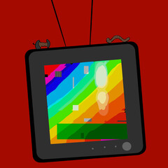 Abstract background with a TV in which interference is depicted