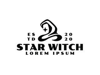 Witch hat logo. Wizard or witch hat premium vector