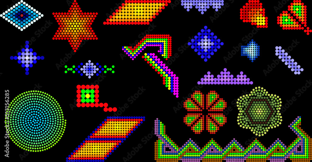 Wall mural mexican huichol art elements pack in vector format