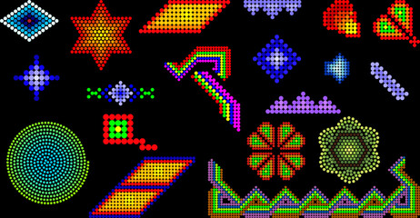 mexican huichol art elements pack in vector format