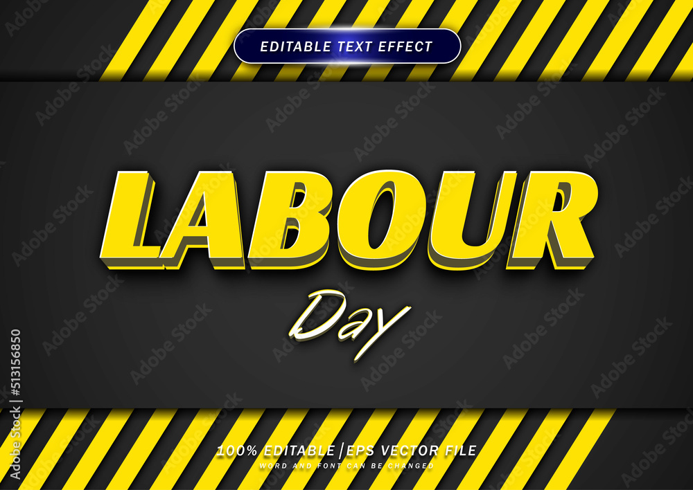 Poster labour day text effect editable style