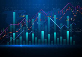 Stock market forex chart abstract background or forex trading chart in graphic art concept for financial banner
