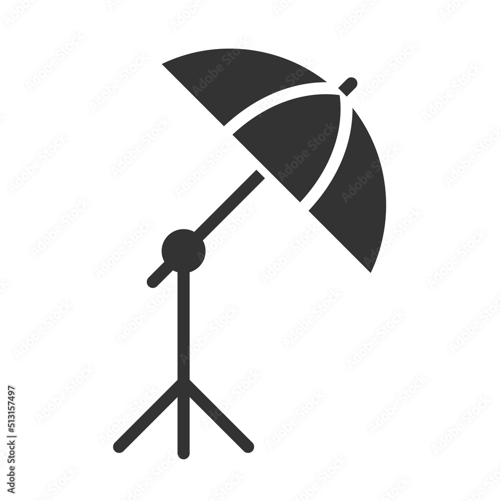 Poster flash umbrella for studio photography vector icon isolated on white background. flash umbrella stock