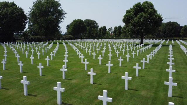 White Crosses at American Military Cemetery in Margraten, Limburg, The Netherlands. Second World War Cemetery