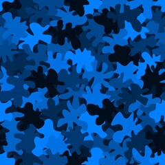 Seamless digital navy sapphire camo texture for army or hunting textile print