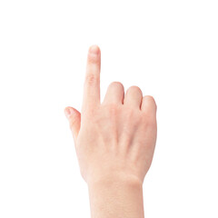 指を差す・指でタッチ操作する男性の手