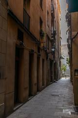 Streets of the El Born neighbohood in Barcelona in summer