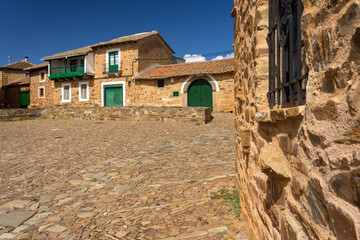 Obraz premium Streets of Castrillo de los Polvazares village with the typical houses, Astorga, Leon, Spain.