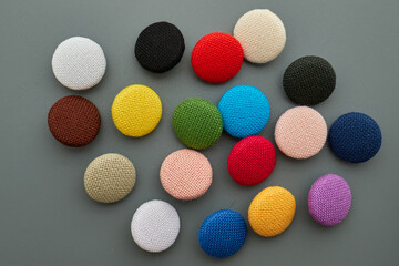 multicolored cotton buttons close up