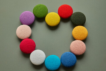 multicolored cotton buttons close up