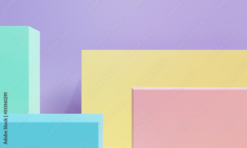 Poster abstract geometric shape in pastel colorful for product podium presentation background. art and colo
