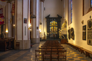 Richly decorated interior of Cathedral of St. John (Poland`s national pantheons) in Warsaw, Poland