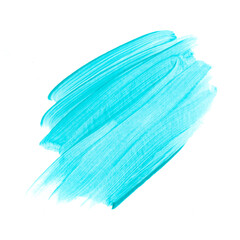 Brush paint stroke acrylic abstract background image. Bright blue creative design idea.