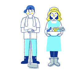 野菜農家の男女