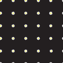 Vector seamless background. Beautiful pattern in small white flowers. Small white flowers on a black background. Template for fashion prints.