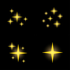 Set of stars sparkles, flat design
