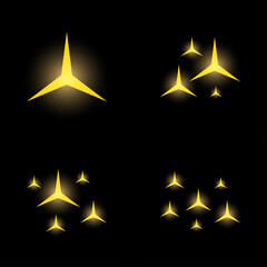 Set of stars sparkles, flat design