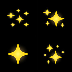 Set of stars sparkles, flat design