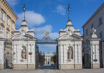 Main Gate to the University of Warsaw designed by Stefan Szyller in Neo-Baroque style in Warsaw, Poland 