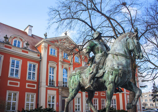 Statue of Bartolomeo Colleoni near Czapski Palace (Academy of Fine Arts) in Warsaw, Poland