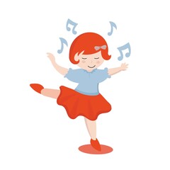 child dancer illustration flat design,  with smoking lips and happy,  suitable for illustration about 