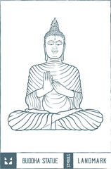 Buddha statue Vector illustration - Hand drawn - Out line