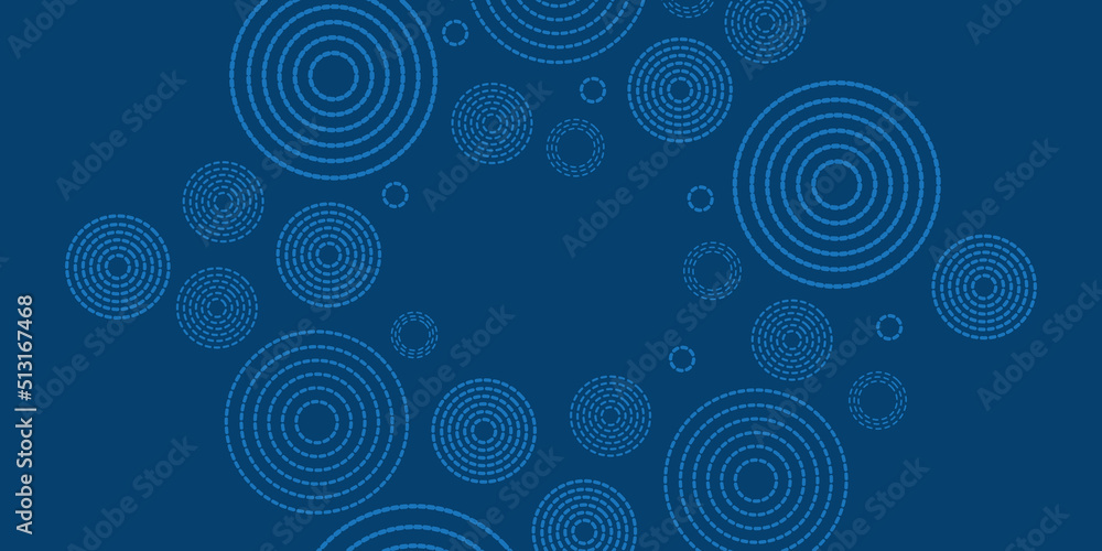 Poster abstract dark blue minimal geometric pattern background with dashed concentric circles, multi purpos