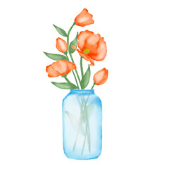 Watercolor flower drawing on paper