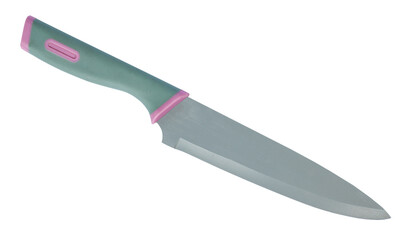 gray utility knife with plastic handle isolated