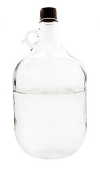 five-liter glass bottle with alcohol isolated