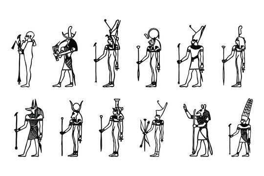 Egyptian gods, goddess - Hand drawn - vector illustration