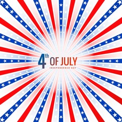 Happy 4th of July Independence day on sunburst style background