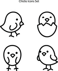 chicks icons set isolated on white background. chick icon thin line outline linear chick symbol for logo, web, app, UI. chick icon simple sign.