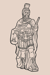 Fototapeta na wymiar Roman empire legion warrior - Out line