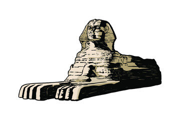 The Great Sphinx of Giza - Vector illustration isolated on white background - obrazy, fototapety, plakaty