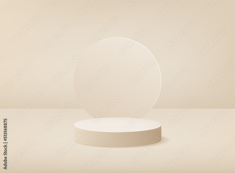 Poster empty cylinder podium on minimal background. abstract minimal scene with geometrical forms. design f