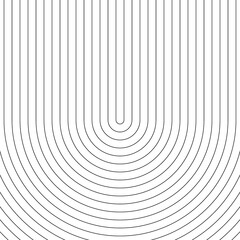 Black circular lines on white background. Striped wallpaper. Surface pattern design with symmetrical linear ornament. Stripes motif. Digital paper with curves for page fills, designing, textile print.